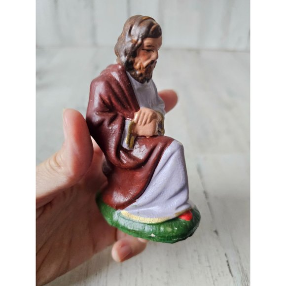 Vintage Germany Shepherd Joseph paper mache religious statue figuring Xmas - Picture 4 of 8